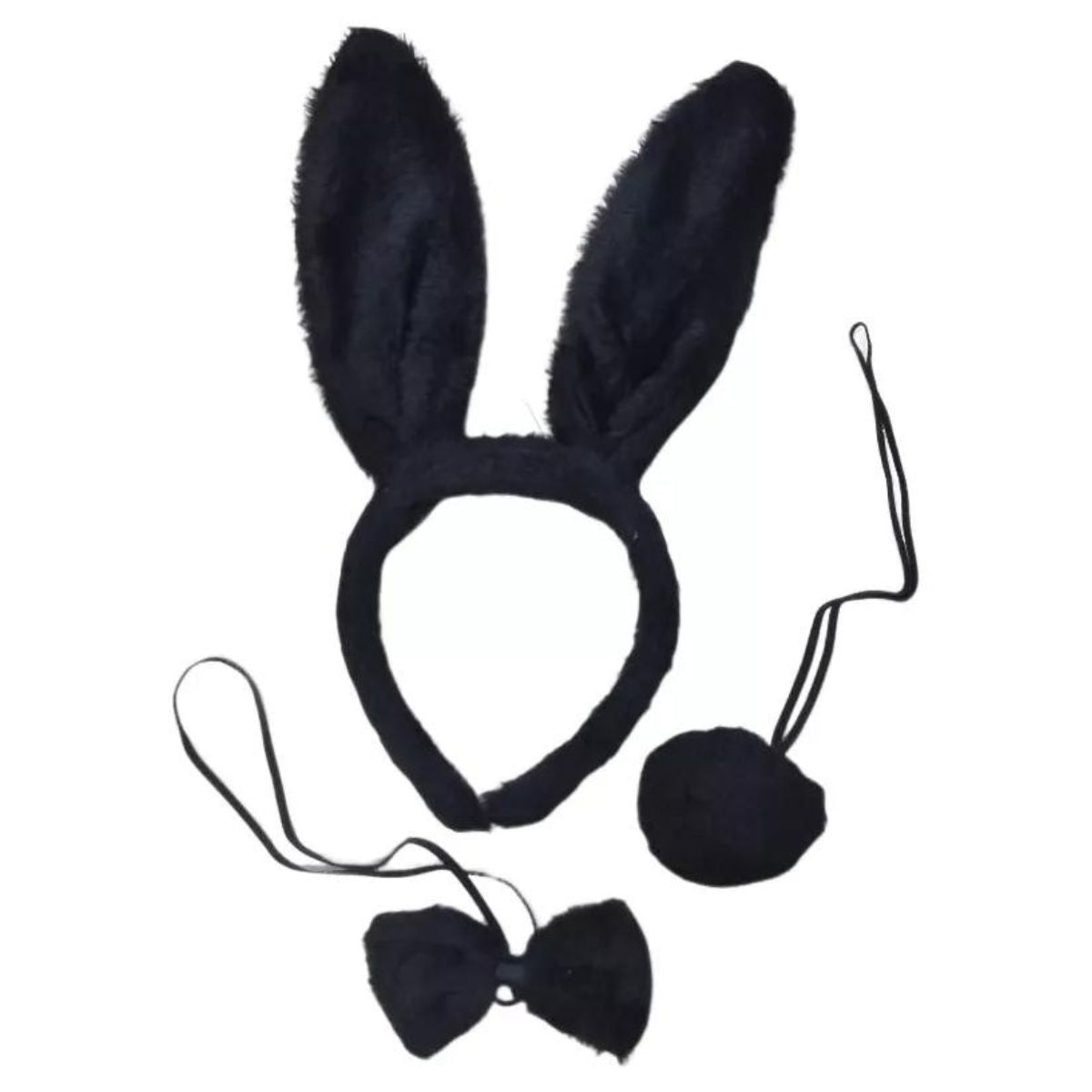 Kit Fantasia Coelhinha Tiara / Gravata / Rabinho Coelho Preto Kit Fantasia Coelhinha Tiara / Gravata / Rabinho Coelho Preto